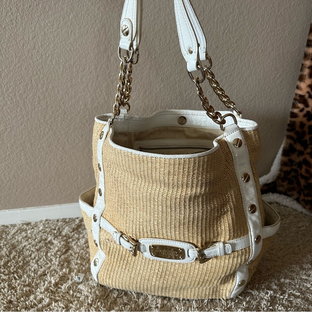 Michael Kors Women’s Beige Woven Straw Large Hobo Shoulder-bag
